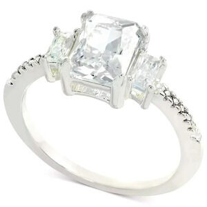 Charter Club Silver-Tone Crystal Triple-Stone Ring NWT 6,8,9,10,11